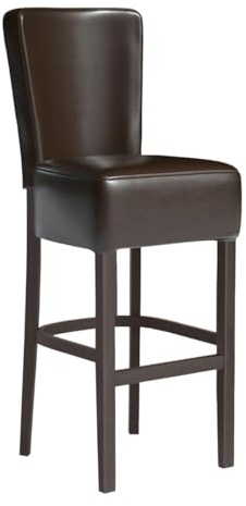 GGMMÖBEL 2-er Set Luca Full | Gastro Barhocker | Leder | Braun | mit Lehne | Gestell: Holz/Wenge | Sitzhöhe: 79cm