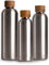 T&N Edelstahl Trinkflasche 500ml, Thermosflasche 0.5l mit Akazienholz Deckel, Isolierte Wasserflasche auslaufsicher bei Kohlensäure, Isolierflasche 500 ml - Silver