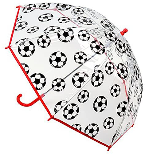 KAV Kinder-Schulschirm, transparent, für Jungen und Mädchen, süß, schön, leicht, Design, kuppelförmiger Sonnenschirm Ihr Kind, fußball, Klein
