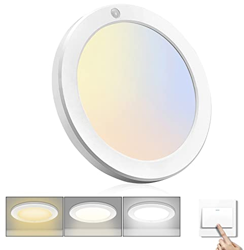Paideste Plafon Interior LED Techo con Sensor de Movimiento y luz seleccionable, 18W 1600LM, 3000K/4000K/6000K, Downlight Moderna para Pasillo, Cocina, Baño