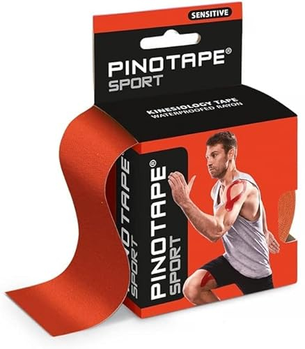 Pinotape Sport - Sensitive Tape - Light Red - 5 cm x 5 m - wasserfestes Kinesiotape - für sensible Haut - latexfrei - starke Haftung | 5 Tapes je 5 Meter = 25 Meter