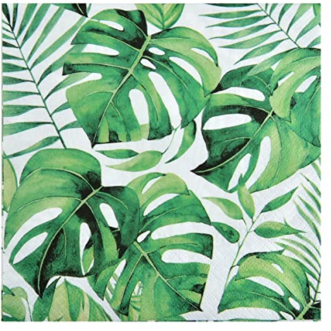 MACOSA U6SEI480_x2 Papier-Servietten Set 40 Stk. 33 x 33 cm Motiv Blätter Monstera bunt Tisch-Deko Einwegservietten Cocktailservietten Partyservietten Einweg