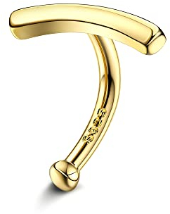 Krfy Bauchnabelpiercing Silber 925 Bauchnabelringe 18 Karat Vergoldet Gebogener Bauchnabel Langhantelstecker 14G Bauchnabelpiercing Gold Schmuck für Damen Mädchen - 2mm End Ball
