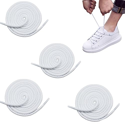 RY-EARL 2 paia di lacci bianchi rotondi[4 mm]per scarpe da lavoro,stivali,scarpe all'aperto e scarpe sportive lacci per scarpe resistenti agli strappi sostituzione Lacci per Donna o Uomo-140cm