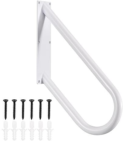 sourcing map Hand Rails for Outdoor Steps, Wall Mount Handrails for 1-2 Steps, U-Shaped Stair Handrails (18 Length,16.5 Height) for Garden Wall Garage Porch Steps Entrance White