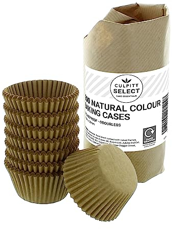 Culpitt Select Kraft Cupcake Cases - 200-50mm Baking Cups, Brown Greaseproof Paper Cases for Muffins and Cupcakes, Bulk Pack of 200