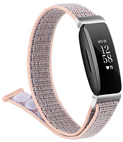 Vancle Armband für Fitbit Inspire HR Armband/Fitbit Inspire Armband Damen Herren,Nylon Klettverschluss Verstellbare Sport Ersatz Uhrenarmband für Fitbit Inspire 2 Armband/Fitbit Ace 2(Rosa)