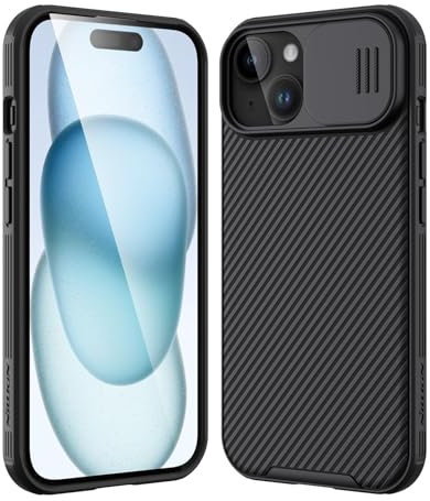 Nillkin CamShield Pro Coque pour iPhone 15 avec Protection d'appareil Photo, Pare-Chocs en Polycarbonate + TPU pour iPhone 15 6,1, 2023, Noir