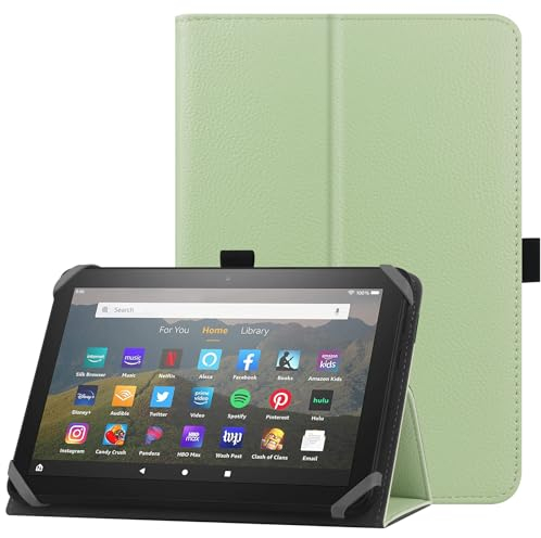 HoYiXi Custodia universale per 7-8 pollici tablet Fire HD 8 2020/2022 e Fire HD 8 Plus 2020/2022 con supporto e Cover protettiva per cinturino da polso per 7-8 Samsung Lenovo Android tablet - verde