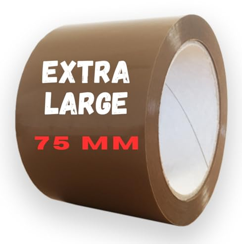 SANYGIENE Rouleau Adhésif Extra Large | Marron | Emballage - Expédition - Déménagement | 75 mm X 100 m | Extra Long - Résistant | Kit de 6 Rouleaux | Epaisseur 48 microns | Silencieux