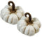 Polyresin Kürbis weiß 8 x 7cm - 2 Stück Tisch-Deko Herbst wie echt Pumpkin Halloween Dekofigur