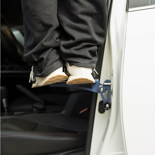 Navaris Gradino per Portiera Auto - Scalino Pieghevole - Pedane Auto - Pedana Poggiapiede Universale - Accessori per Fuoristrada Camper Utili - Blu - in Acciaio Inox