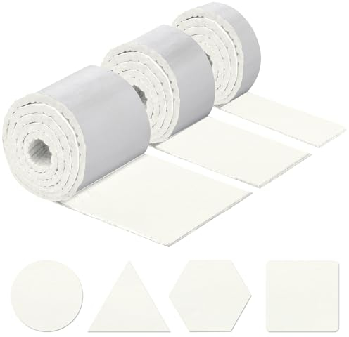 shinfly Feltrini Sedie, Feltro Adesivo Rotolo, Feltrini Adesivi (100x10cm+100x5cm+100x2cm), Feltrini per Mobili Pesanti - 4mm di Spessore, Tagliare in Qualsiasi Forma, Bianco