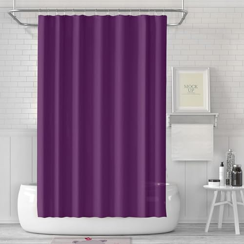 LUKDUNG Rideau de bain anti-moisissure - 180 x 180 cm - En tissu imperméable et lavable - En PEVA - Avec 12 anneaux de rideau de douche - Violet