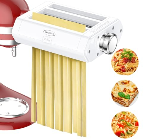 TPGSING 3 in 1 Nudelaufsatz Set für KitchenAid Küchenmaschine, Nudelmaschine für KitchenAid zubehör pasta maker set inklusive Nudelblattroller, Spaghettischneider, Fettuccine Cutter