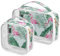 Trousse de toilette de voyage transparente, feuilles tropicales flamant rose, 2 pièces, sac de maquillage portable, sac cosmétique transparent, pochette de rangement de voyage, A304, Trousse de
