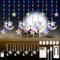 Sterne Mond Lichterkette 3.6m,Led Lichterkette Sterne Mond 132 LEDs,Vorhang Lichterkette Stern und Mond,Mit 8 Blinkenden Modi,Fernbedienung,Batterie
