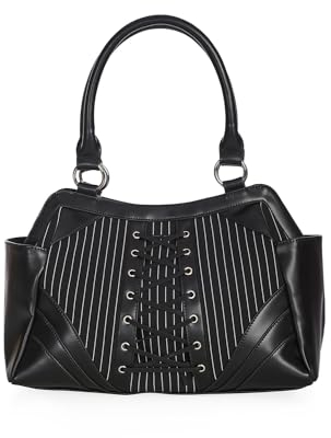 Banned Alternative Black Core Pinstripe Frauen Handtasche schwarz