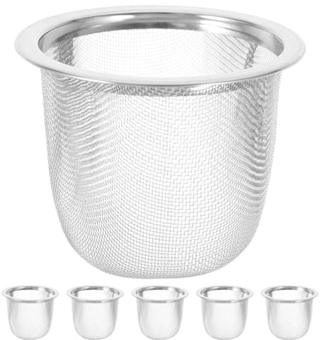 Kichvoe Insertos De Colador Para Tetera 6 Uds. 5 8 Cm Colador De Hojas De Té De Malla De Acero Inoxidable Filtro De Té De Malla Fina Inserto Infusor De Repuesto Para Cafetera Tetera