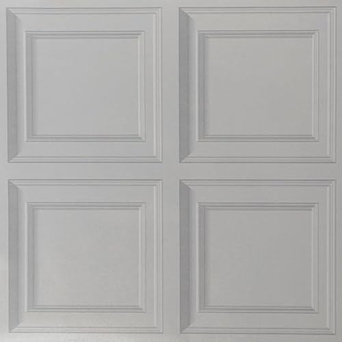 Snewvie 3D Wood Effect Wallpaper Wooden Panel Frame Realistic Textured Retro Embossed Grey Tartan Wallpaper for Living Room Feature Wall Bedroom,6 Roll