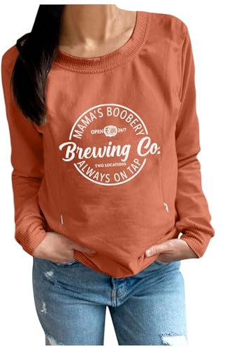 Mama's Boobery Sweater für Damen, lässig, Umstands-/Still-Sweatshirt, bequem, mit Reißverschluss, Stillpullover Oberteil Weihnachten (Orange, M)