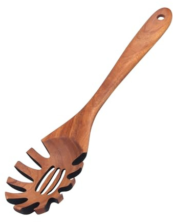 Besteckaufbewahrung Spaghetti-Löffel und Nudeln, aus Holz, großer Spaghetti-Löffel aus Holz, Nudeln, langer Griff mit Keller, ideal für Haushaltsgabeln, 1 Stück (32 x 8 cm)