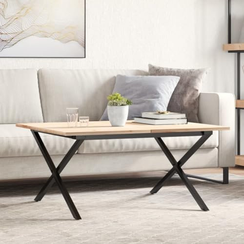 Tidyard Pieds de Table Basse Cadre en X 80x70x43 cm Fonte, Table d'appoint Bout de Canapé, Table à Café de Salon, Table Centrale pour Bureau