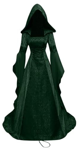 Gothic Kleidung Damen, Halloween Kostüm-Gothic Kleid Damen Renaissance Kleid Mittelalter Kleidung Steampunk Viktorianisches Vintage Cosplay Umhang Große Größen Gruselig Hexe Vampir Zombie Mädchen