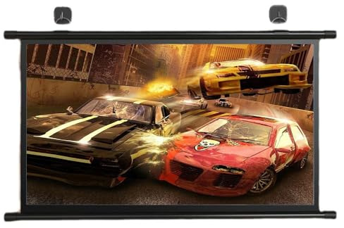 PBSIEBS Wall Mounted Projector Screen 60'' 72'' 16:9 HD Projection Screen Pull Down, Indoor And Outdoor Movies Screen For Home Theater Cinema Office TV Game(72inch-16:9)