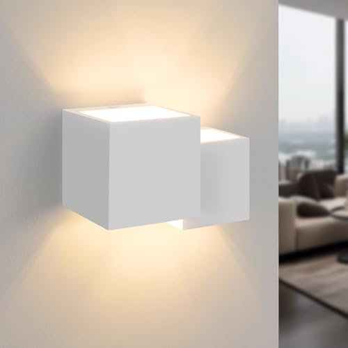 Homefire Wandleuchte Innen Wandlampe G9 - Modern Design Up Down Flur Wandlampen Treppenhaus Leuchten Weiß Gipsleuchte Wandbeleuchtung für Schlafzimmer Kinderzimmer - Ohne Leuchtmittel