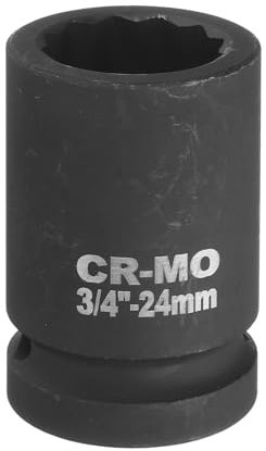 QUARKZMAN Llave de vaso de impacto de 12 puntos de 24 mm para eje métrico de 3/4 pulgadas para reparación de automóviles fácil de quitar