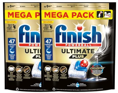 Finish Ultimate Plus Pastilles Lave-Vaisselle, 47 capsules - lot de 2