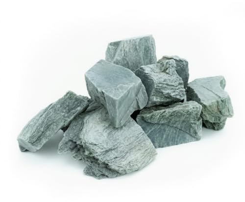 Sauflex Saunasteine Nephrit 15 kg – Geschnitten & Gebrochen, 5–10 cm | Extrem langlebig, Intensiver Dampf | Für Holz-Saunaöfen