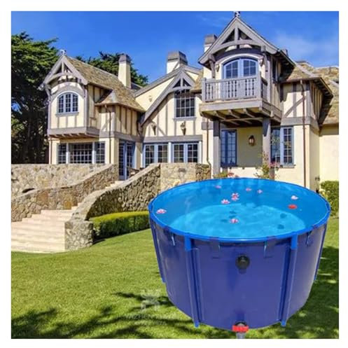 WIGING Hors Sol Piscine D'étang À Poissons en Toile, Rond Épaississant Koï Réservoir De Rétention Temporaire avec Cadre en Acier, Il Y A Une Sortie De Vidange en Bas(Diameter2.5m x H1.5m(7300L))
