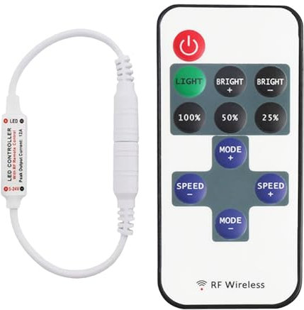 Huybaa Telecomando RF 11 Tasti, Dimmer LED 24V per Striscia LED, Controller di Striscia LED 5V-24V, Compatibile con SMD 5050 5630