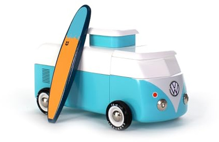 Candylab Holzspielzeugauto - VW Beach Bus Ocean - blau weiß