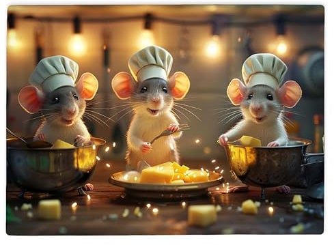 Shopagift Trio of Mice with Cheese Glass Chopping Board Large Kitchen Worktop Saver 39cm x 28cm