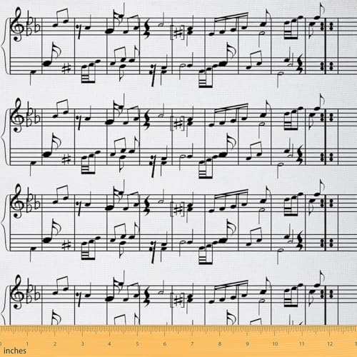 Homemissing Musik Stoff 92x150cm für Stühle Set Musiknoten Polsterstoff für Kinder Jungen Mädchen Klaviernotation für Zuhause DIY Projekte Musik Grunge Stil Stoff Meterware