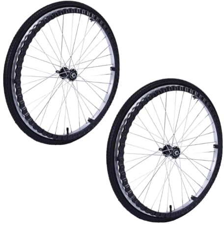 PP-Vic 2Pcs Large Wheelchair Rear Wheels, Rubber Material Replacement Walker Roller Accessories, Aluminum Spokes, Universal Manual Wheelchair Rear Beach Wheels, Adults and Elderly,60cm/24in