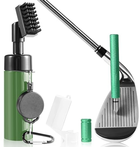 Wynaura Pro Golf Club Cleaner Brush with Golf Groove Sharpener Tool Suitable for U & V-Grooves 8 Inches Golf Water Brush with Retractable Clip Hold 5oz of Water Perfect Golf Accessories for Men/Women