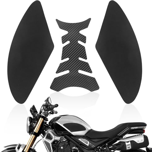 GZqiancang Adesivo per Serbatoio Moto,autoadesivi,3pcs,nero | Protezione per Serbatoio,Universale 3D Antiscivolo in Gomma per tutte le marche di moto come Honda, Suzuki, Kawasaki
