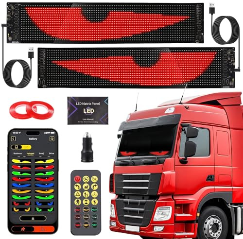 Strixorn Lot de 2 yeux LED pour camion et voiture - Devil Eyes - Programmable dynamiquement par application - Avec contrôle par application et télécommande - Fenêtre de stockage - 374 x 92 mm