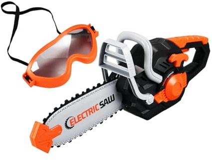 Toy Chainsaw for Kids with Realistic Sound & Goggles - Electric Pretend Play Tool Set for Boys Girls Role Play