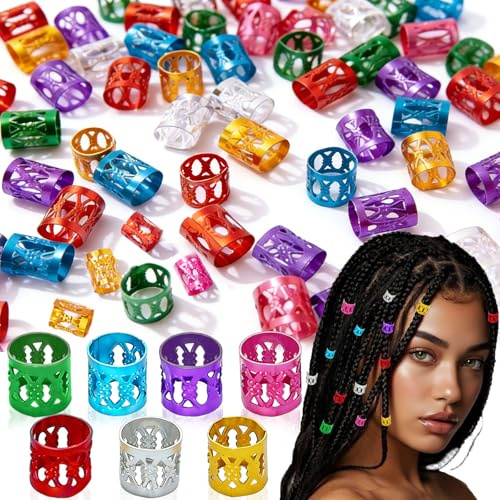 350 Stück Bunte Verstellbare Flechten Dreadlocks Perlen,Dreadlocks Schmuck | Geflecht Haarperlen Hair Braid Dekorationen für Frauen und Mädchen, Braid Schmuck Bunt für Partys Modenschauen