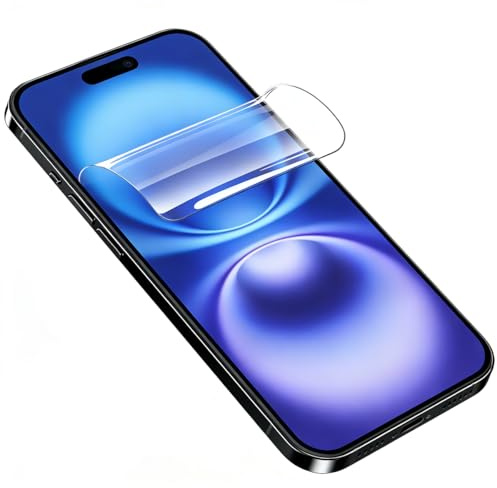 PORRVDP Displayschutzfolie aus Hydrogel für iPhone 16 | 2 Stück Weiche TPU-Schutzfolie,Transparent Displayschutzfolien,Kein Gehärtetes Glas,Hohe Empfindlichkeit