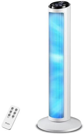 Air Pro 30 Tower Fan SmartVoice™ Control Oscillating Bladeless Fan with Remote - Tall Compact 3 Speeds Quiet 50W Motor Cooling Fan - Floor Standing Fan for Home Office - LED Display 15 Hour Timer