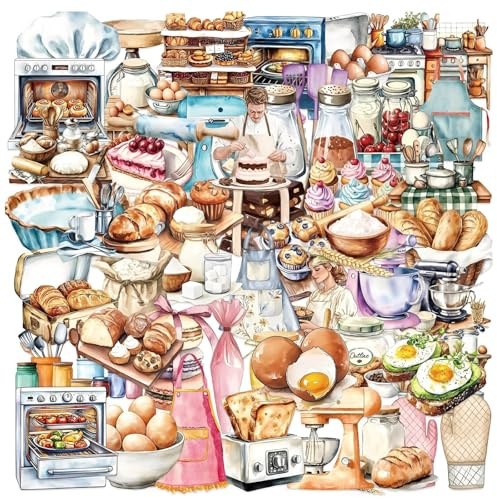 50 stycken Transparenta Roliga Konditori Klistermärken Vattentäta PET-klistermärken Matklistermärken för Laptop Scrapbooking Flaska Bagage Gitarr Skateboard Cykel