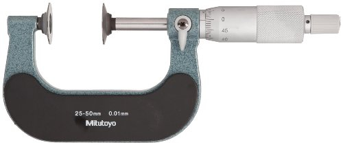 Mitutoyo 123-101 Bügelmessschrauben mit Tellermessflächen, 0-25 mm