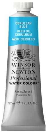 Winsor & Newton Professional Watercolor, 37ml Tube, Cerulean Blue