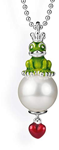 Heartbreaker Froggy Frosch-Anhänger I Edler Kettenanhänger aus 925 Sterling Silber I Nickelfreier Silber-Anhänger mit Muschelkernperle I In Goldschmiedequalität gefertigt I LD FG 36 GR
